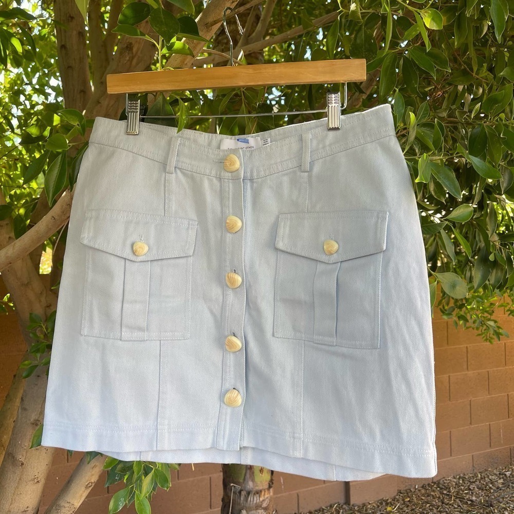 Significant Others Skirt Womens 10 Blue Denim Button Down Boho Coastal Summer